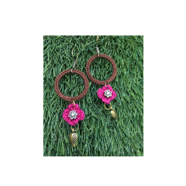 crochet thread and metal earrings